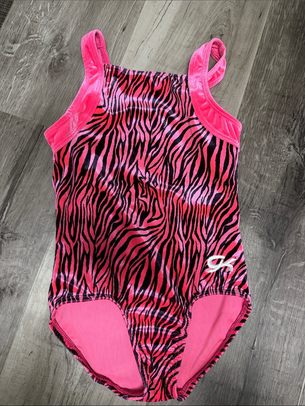 GK Velvet, tiger striped leotard